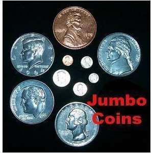  Jumbo Coins   PENNY   Money Stage Magic Trick Acce: Toys 