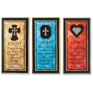    Set of 3 Faith, Hope, Love Symbol Wall Plaques 