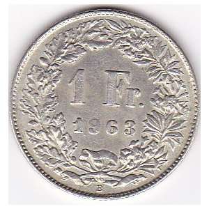  1963 Switzerland 1 Franc Coin   Silver Content 83,5% 