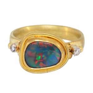   78ct Gem Quailty Black Opal & Diamonds in 22k & 18k Hand Crafted Ring