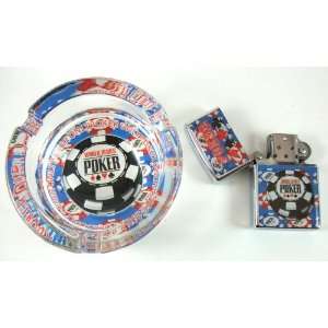  Set  Windproof Lighter & Ashtray, Casino Poker Card Shape Cigarette 