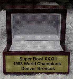 1998 1999 Denver Broncos Super Bowl Championship Replica Ring size 11 