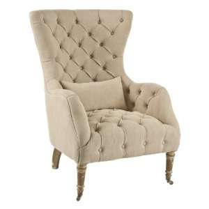   : Olivia Large Tufted Washed Hemp Wing Back Arm Chair: Home & Kitchen