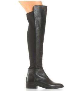 New Michael Kors Bromley Black Leather & Stretch Riding Flat Boots 