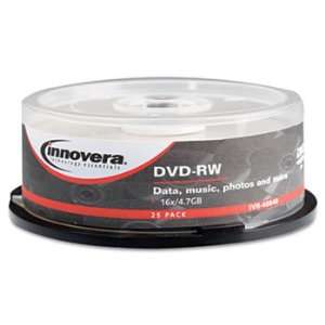  INNOVERA DVD RW Discs 4.7GB 4x Spindle Silver 25/Pack 