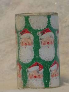 Vintage Christmas Sugar Coated Glass Santa Glow Candle 5 T1  