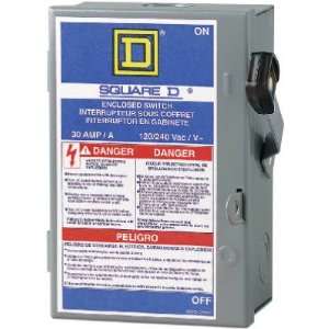  2 each: Square D 30 Amp Indoor Light Duty Fusible Safety 