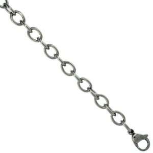  Steel Cable Link Chain 6 mm (1/4 in.) wide, 7.5 in. Bracelet: Jewelry