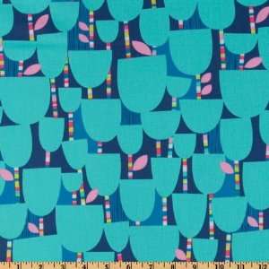  44 Wide Summersault Pixie Stick Posies Turquoise Fabric 