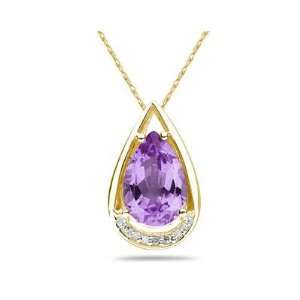  Pear Shaped Amethyst and Diamonds Raindrop Pendant in 