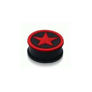   Plug in Black with Red Star   00g (10mm)   Sold In Pairs Jewelry