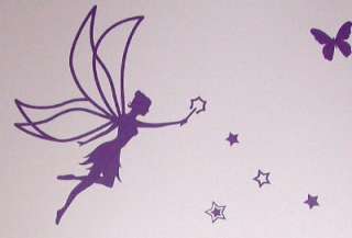 FAIRY PRINCESS WALL STICKERS REMOVABLE BUTTERFLY PURPLE  