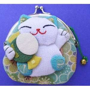  Japanese Maneki Neko Lucky Cat Coin Purse Bag #22408 7 