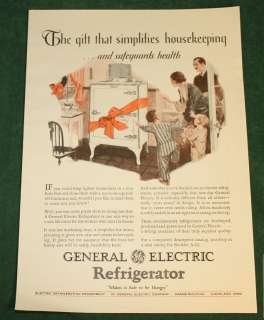 Vintage 1928 GE General Electric Refrigerator Ad  