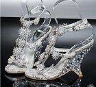 Princess Style Crystal Wedding Shoes Wedges US 4 9