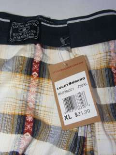 LUCKY BRAND LOUNGE MENs PLAID NORDIC Print Boxer Briefs Shorts 