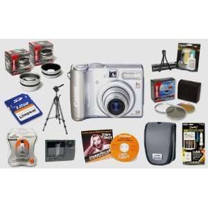  Canon PowerShot A540 6mp Digital Camera & Opteka Lenses 
