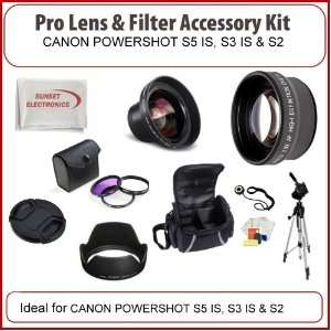  Pro Lens & Filter Kit for CANON POWERSHOT S5 IS, S3 IS 