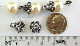 Oxidized Bali Sterling Silver 925 Bead Caps Cone C36  