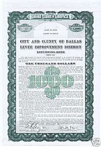 Dallas County Texas levee improvement bond 1945  