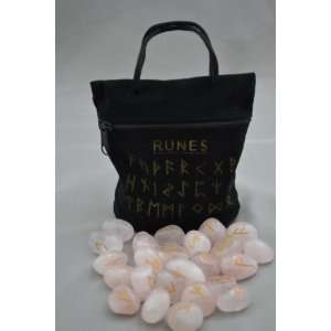  Rose Quartz Rune Stones With Black Carry Bag: Everything 