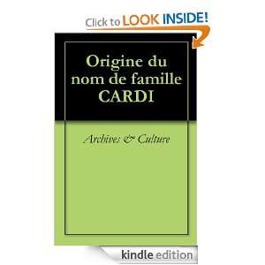 Origine du nom de famille CARDI (Oeuvres courtes) (French Edition 