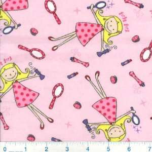  45 Wide Flannel Girly Girls Pink Fabric By The Yard 