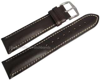 20mm Hirsch HEAVY CALF Brown Chrono Leather Mens Watch Band Strap 