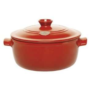    5.5 Quart Flame Round Glossy Stew Pot in Red