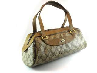Gucci GG Brown Monogram Crescent Shape Doctors Vintage Handbag  
