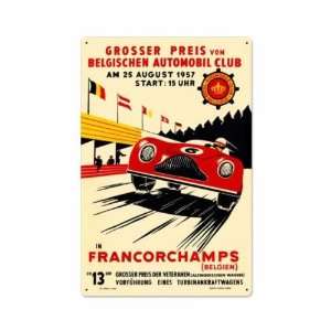 1957 Francorchamps German Auto Car Race Vintage Metal Sign 24 X 16 Not 