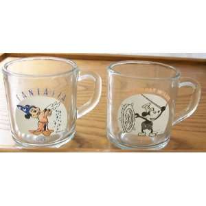   Glass Mugs: Fantasia 1940 & Steamboat Willy 1928: Kitchen & Dining