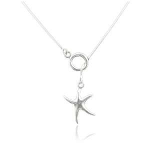    925 Sterling Silver Toned Sea Star Lariat Necklace Jewelry