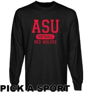  Arkansas State Red Wolves Black Custom Sport Long Sleeve T 