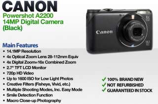 Canon Powershot A2200 14.1MP Digital Camera (Black) 4943B001 NEW 