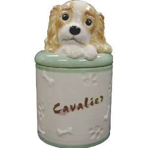 Cavalier Collectible Dog Puppy Porcelain Cookie Jar Container Figure