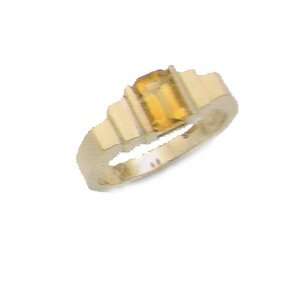   Gold Emerald Cut Citrine Ring (0.80 ct.tw.) Evyatar Rabbani Jewelry