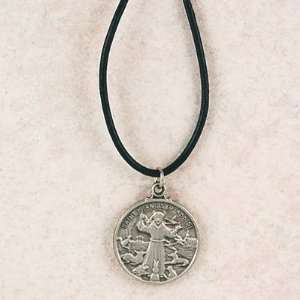 Hand Engraved New England Pewter Medal St. Francis Medal on a 24 