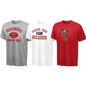  Tampa Bay Buccaneers Youth Red, White, Grey 3 Tee Combo 