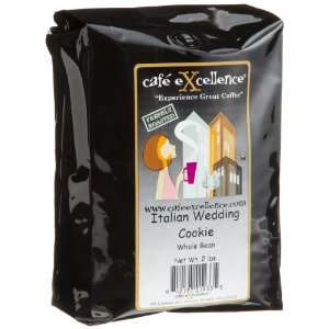 Cafe Excellence Italian Wedding Cookie, Flavored Whole Bean Coffee, 2 