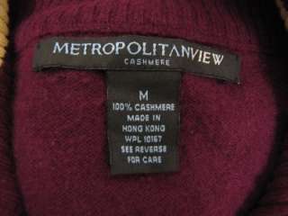   Metropolitan view 100% cashmere full zip sweater mens medium magenta