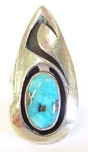   Blue Turquoise / Sterling Silver Southwestern Womens Ring; Size 6.5