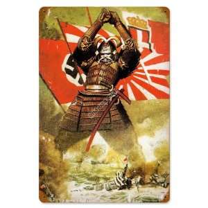  Japanese WW2 Vintage Metal Sign Samurai Axis Power 