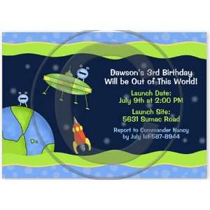  Outer Space Rocket Birthday Party Invitation   Set of 20 