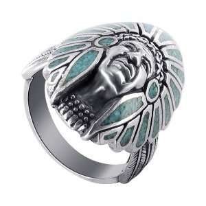   Silver Turquoise Gemstone Southwestern Band Ring Size 12 Jewelry