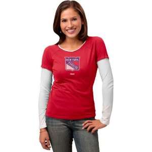  New York Rangers Womens Sequin Logo Long Sleeve Layered 