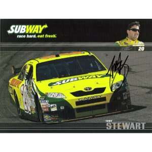2009 Tony Stewart #20 Subway 7X10 Hero Card SIGNED  Sports 