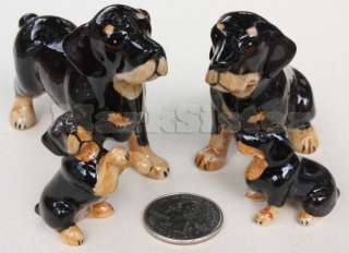 Figurine Animal Ceramic Statue 4 Dog Rottweiler Family  