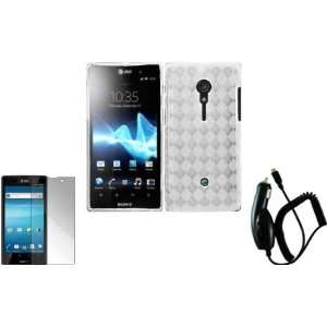   Case Cover+LCD Screen Protector+Car Charger for Sony Xperia Ion LT28i