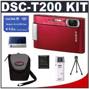  Sony CyberShot DSC T200 (Red) 8.1 Megapixel Digital Camera 